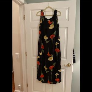 Black Dress with bold colored flowers. Size 13/14